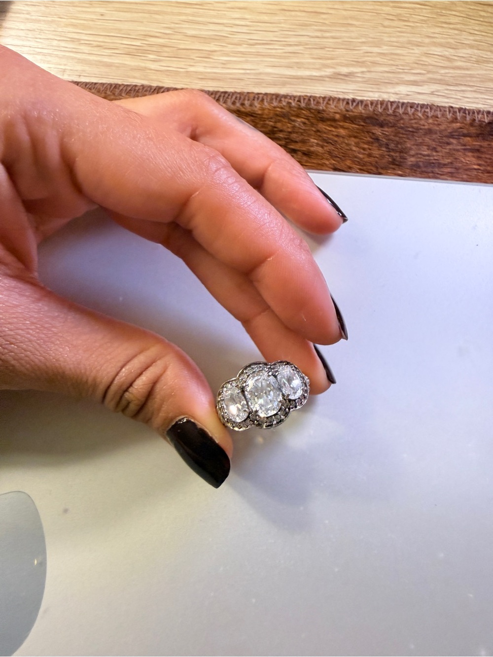 Judith Ripka Three-Stone Clear Crystal Ring in Silver
